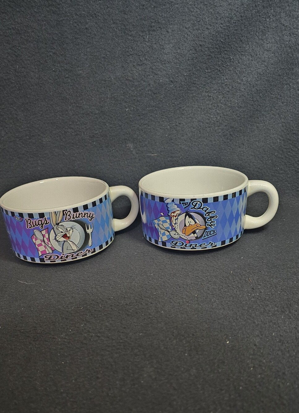 Warner Bros. Blue & Purple Diner Mugs - Bugs Bunny & Daffy Duck